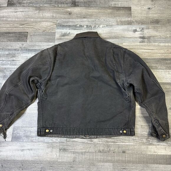 Carhartt Detroit Jacket Blanket Lined Mens 40 Med JB105 Black Faded Distressed - Picture 4 of 9